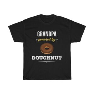 GRANDPA Powered By Doughnut – Cotton T-shirt Funny Men's T-shirts Gifts for Grandpa
