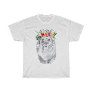 Water Color Lion With Flower On Head – Unisex T-shirt Animal Lover Unisex Tees