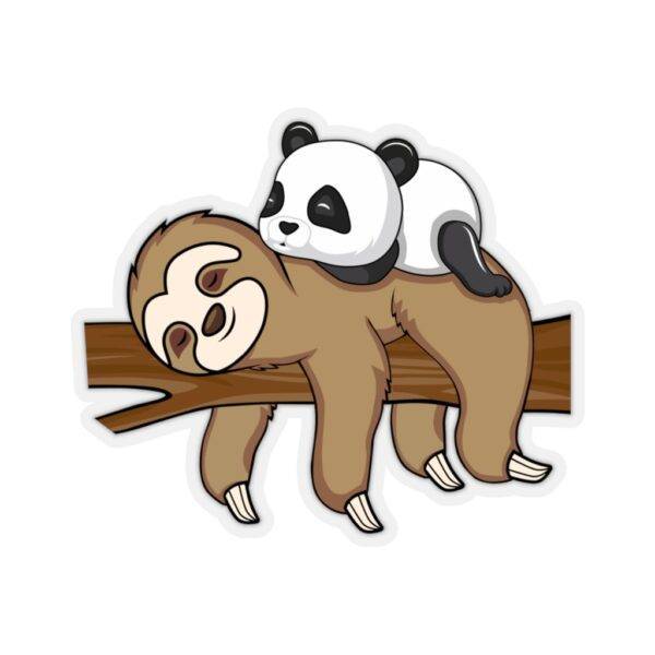 Sleeping Sloth With Panda – Cute Animal Kiss-Cut Sticker Stickers