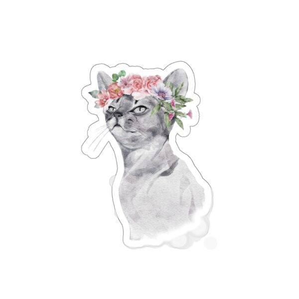 Beautiful Cat With Flower On Head – Kiss-Cut Sticker Stickers