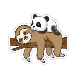 Sleeping Sloth With Panda – Cute Animal Kiss-Cut Sticker Stickers