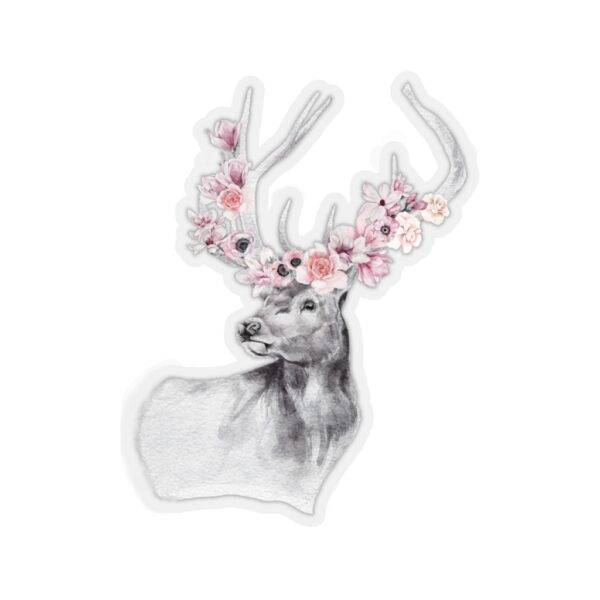 Beautiful Stag With Flower On Head – Kiss-Cut Sticker Stickers
