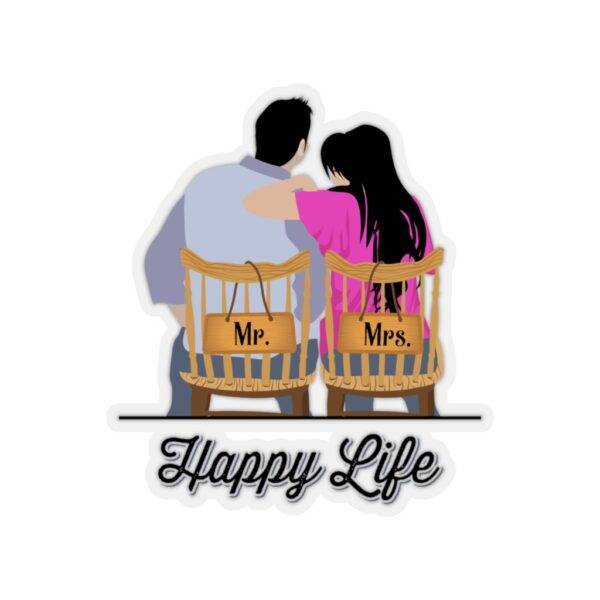 Mr. Mrs. Happy Life – Kiss-Cut Sticker Gifts for Couples Gifts For Husband Gifts For Wife Stickers