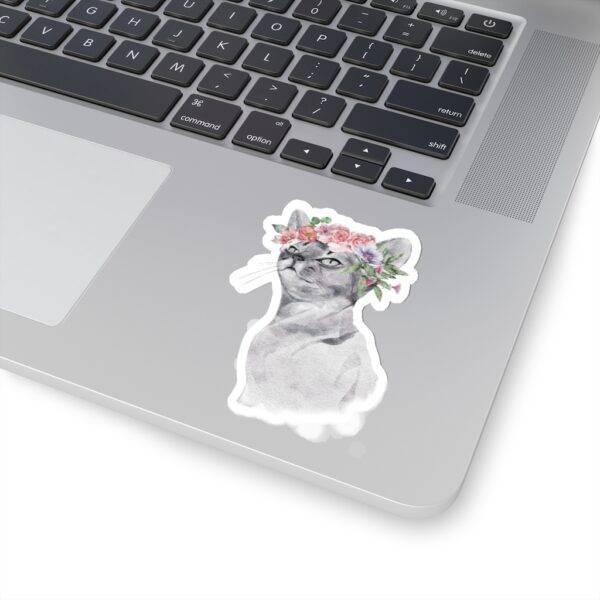 Beautiful Cat With Flower On Head – Kiss-Cut Sticker Stickers