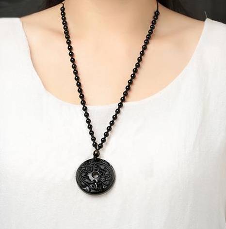 Obsidian Black Stone Necklace Jewelry Gifts for Brothers Gifts for Dad Gifts for Grandma Gifts for Grandpa Gifts For Husband Gifts for Mom Gifts for Sisters Gifts For Wife