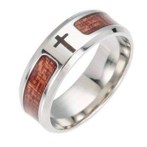 Steel & Solid Wood Ring Jewelry Gifts for Dad Gifts For Husband Gifts for Mom