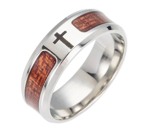 Steel & Solid Wood Ring Jewelry Gifts for Dad Gifts For Husband Gifts for Mom