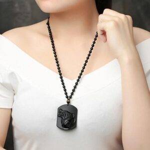 Obsidian Black Stone Necklace Jewelry Gifts for Brothers Gifts for Dad Gifts for Grandma Gifts for Grandpa Gifts For Husband Gifts for Mom Gifts for Sisters Gifts For Wife