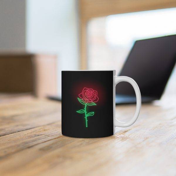 Neon Rose Illustration – Ceramic Mug For Florist Florist Mugs