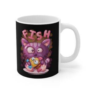 Cute Fish Cat Ceramic Mug Animal Lover Mugs International Cat Day Gifts Mugs