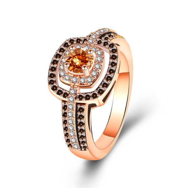 Coffee Color Zircon Ring Jewelry Gifts for Couples Gifts for Daughter Gifts for Grandma Gifts for Mom Gifts For Wife